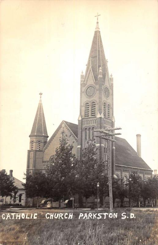 Parkston South Dakota Catholic Church Real Photo Antique Postcard K82199