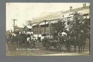 Aledo ILLINOIS RPPC 1913 FIRE DEPARTMENT Wagon FIREMEN nr Galesburg Moline