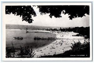 Varna Bulgaria Postcard Beach Boat Landing Scene 1959 Posted RPPC Photo