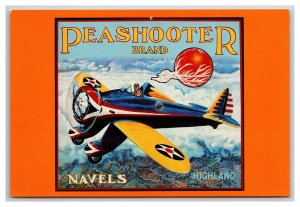 Peashooter Brand Oranges Fruit Label Highland CA UNP Contiental Postcard Z8