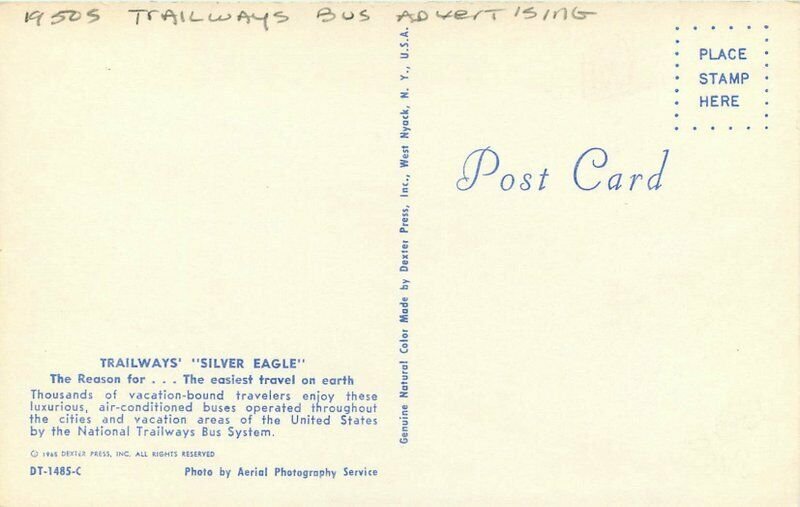 Advertising Bus Trailways Silver Eagle Dexter Postcard 20-13061