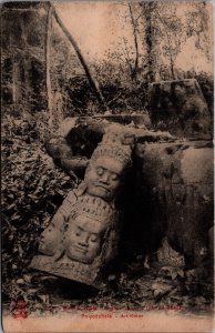 Cambodia Angkor Thom Polycephaly Vintage Postcard 09.61