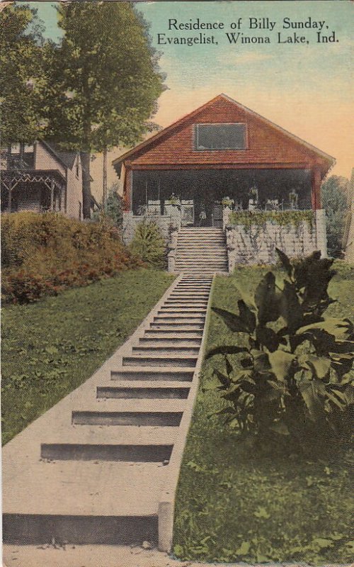 Postcard Residence Billy Sunday Evangelist Winona Lake IN