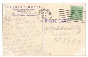 Saeger Hotel Rochester NY 1945 Curteich Linen Multiview