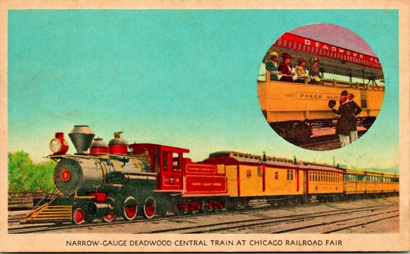 1949 Chicago Railroad Fair Narrow-Gauge Deadwood Central Train Postcard