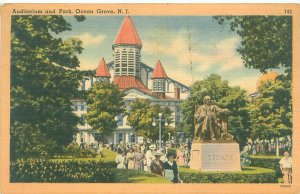 Ocean Grove NJ  Auditorium & Park Linen Postmarked 1951