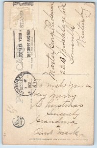 Christmas Santa Claus With Basket Sack Of Toys Gibson Louisville KY Postcard