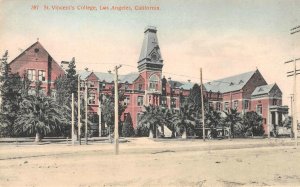 California Postcard ST. VINCENT'S COLLEGE Los Angeles Antique 1910s Hand-Colored