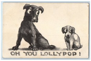 1912 Dog Puppy Oh You Lollypop Floyd Charles City Iowa IA Antique Postcard