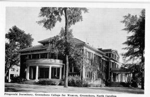 Greensboro North Carolina University Fitzgerald Dorm Antique Postcard K94292