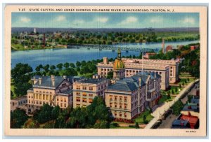 1939 State Capitol And Annex Showing Delaware River Trenton NJ Vintage Postcard