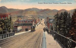 pocatello idaho center street from viaduct Antique Postcard L3509