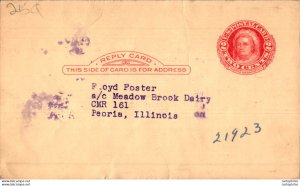 US Postal stationery 2c to Floyd Foster Peoria Illinois