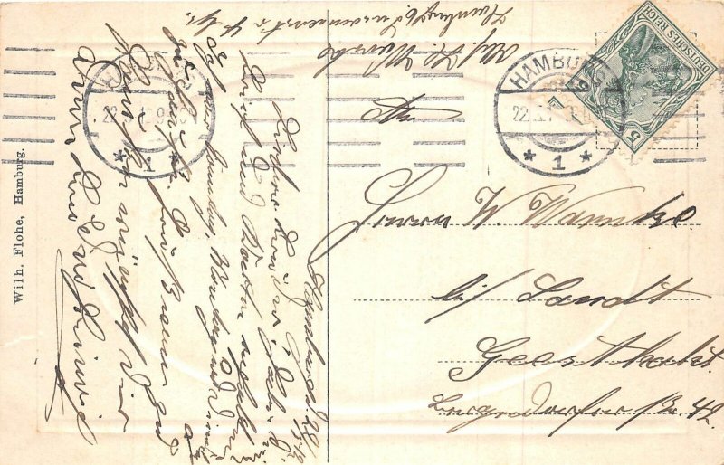 Lot214 germany main post hamburg embossed postcard
