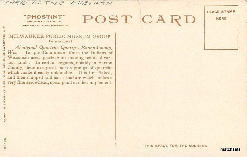 C-1910 Native American Quarry Barron Wisconsin Detroit Publishing phostint 11972