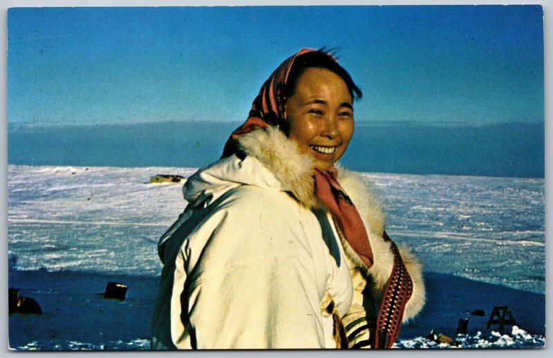 Postcard Povungnituk Quebec c1970s Eskimo Art Center Photo of Lady