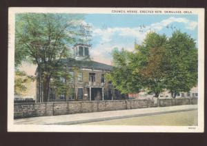 OKMULGEE OKLAHOMA INDIAN COUNCIL HOUSE VINTAGE POSTCARD