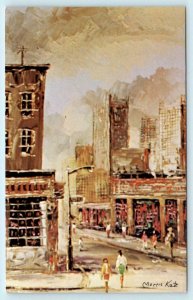 NEW YORK CITY, NY ~ Artist Signed WEST 8TH STREET Scene Morris Katz  Postcard