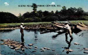 Illinois Fishing Scene Near Monroe Center