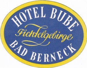 Germany Bad Berneck Hotel Bube Vintage Luggage Labe sk3731