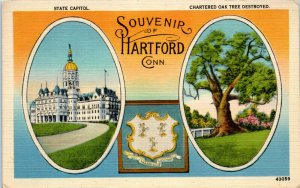 1930s State Capitol Hartford Connecticut Souvenir Linen Postcard