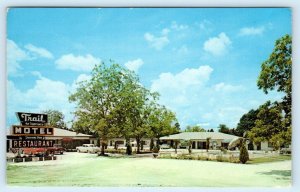 LAWTEY, FL Florida ~ Roadside TRAIL MOTEL & RESTAURANT  c1950s Cars Postcard