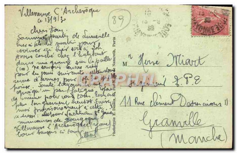 Old Postcard Villeneuve L & # 39Archeveque Place And & # 39Ecole Des Garcons