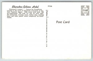 Cincinnati  Ohio  Sheraton-Gibson Hotel  Postcard