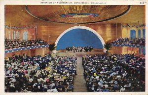 Long Beach California 1928 Postcard Interior Of Auditorium