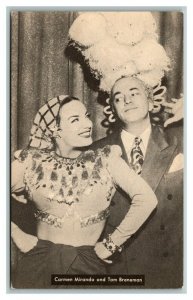 Vintage 1940's Los Angeles KABC Radio Postcard Tom Breneman & Carmen Miranda