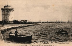 Greece Thessaloniki The White Tower and the New Town Vintage Postcard 03.86