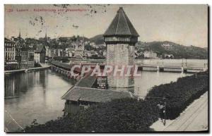 Old Postcard Luzern Kapellbrucke Und Wasserturm