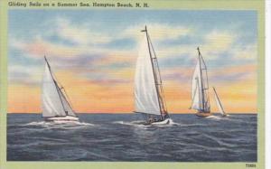 New Hampshire Hampton Beach Gliding Sails On A Summer Sea 1952