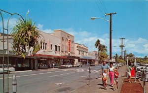 J76/ Hawaii Postcard Chrome Hilo Main Street Stores People  286