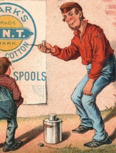 1880s Clark's ONT Spool Cotton Man Pipe Children Sign Wall P135