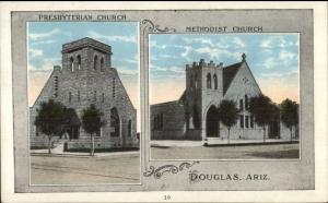 Douglas AZ Churches c1920 Postcard rpx