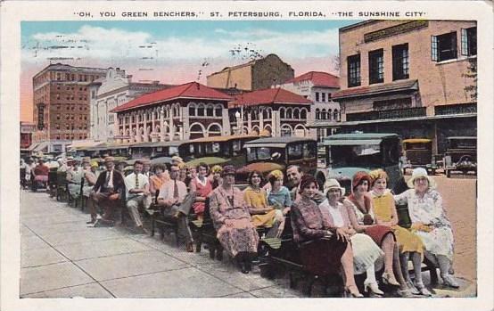 Florida Saint Petersburg The Sunshine City Oh You Green Benchers 1932