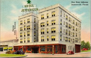 Vtg 1940s Hotel Jefferson Jacksonville Florida FL Linen Postcard