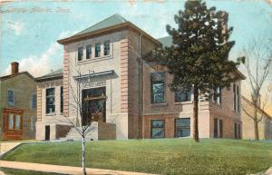 c1907 Printed Postcard Carnegie Library, Atlantic IA Cass County Posted