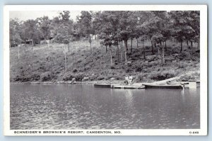1940 Camdenton Missouri MO Postcard Schneider Brownie Resort Boat Scene Unposted