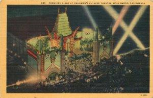 1940s Grauman's Chinese Theatre, Premiere Night, Hollywood, California Postcard