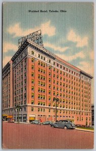 Toledo Ohio 1951 Postcard Waldorf Hotel Cars Street Scene