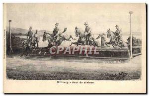 Old Postcard Horse Riding Equestrian Military river jump