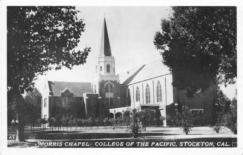 RPPC MORRIS CHAPEL College of Pacific, Stockton, CA 1953 Vintage Postcard