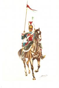 Spanish Army. Year 1824. Lancer on horse Modern Spanish PC 1960s. Continental