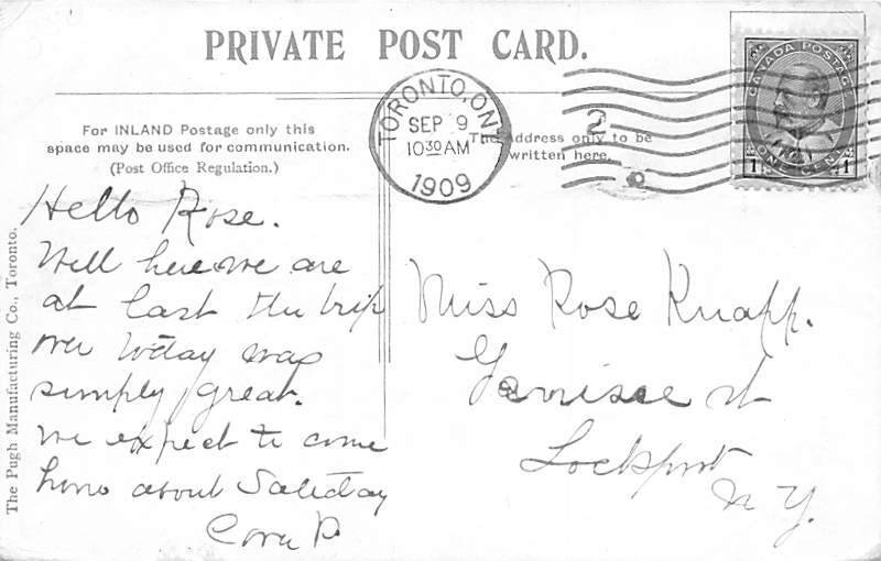 St Michael's HOspital Toronto, Ontario, Canada 1909 postal marking on front