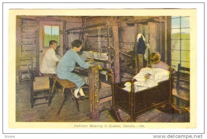 Interior, Habitant Weaving In Quebec, Canada, PU-1938