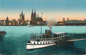 Germany navigation themed postcard Koln a.m. Rhein cruise ship pleasure cruiser