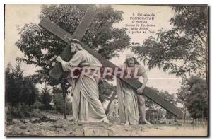 Old Postcard Calvary of Pontchateau 5 Station Simon of Cyrene helps Jesus to ...