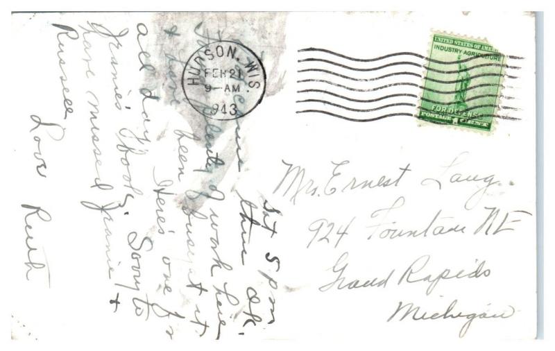 1943 RPPC Interstate Bridge over St. Croix River, Hudson, WI Real Photo Postcard